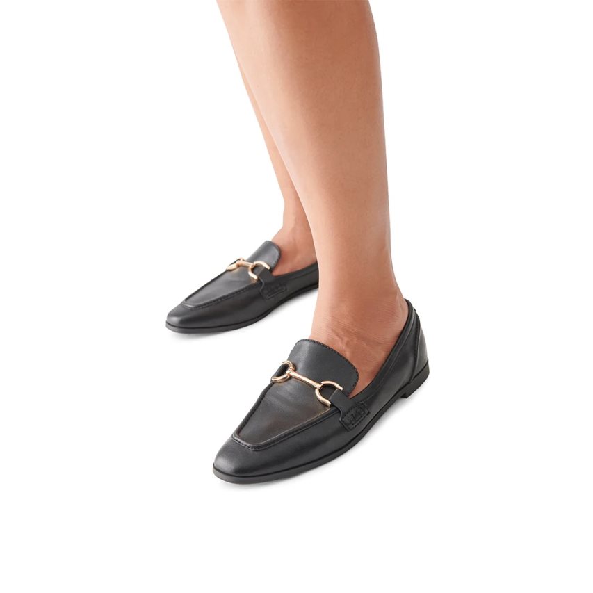 Black Steve Madden Carrine Leather Women's Loafers | PH 4972JME